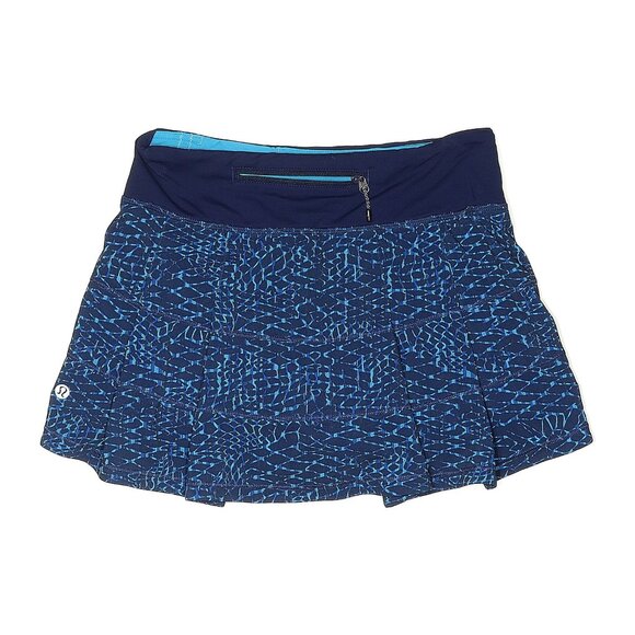 Lululemon Skort Pace Rival  tennis Skirt blue  II Samba Snake  sz 2  run pickle - Picture 6 of 8